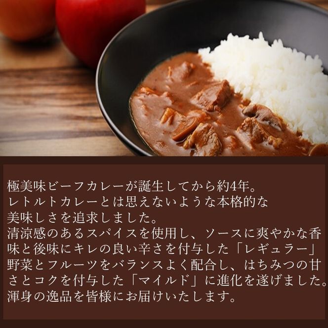 極美味ビーフカレー 4個セット＜レギュラー2個・マイルド2個＞《 おすすめ カレー 人気 レトルト 牛肉 ビーフカレー セット 詰め合わせ お取り寄せ グルメ 送料無料 》【2401I00801】