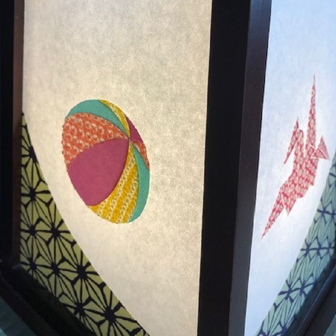 030D097 着物生地で作ったおしゃれな行灯（あんどん） なごみ