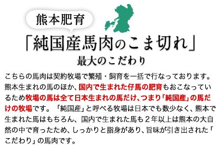 希少な純国産【熊本肥育】/2年連続農林水産大臣賞受賞の絶品馬肉★生食OK★馬肉のこま切れ400g【200g×2セット】《30日以内に出荷予定(土日祝除く)》---ng_fkgbkm_30d_23_12000_400gt---