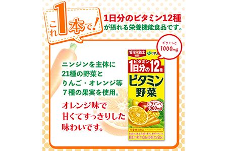 紀の川市産 紙パック飲料 ビタミン野菜 200ml×24本 1ケース 株式会社伊藤園 《30日以内に出荷予定(土日祝除く)》 和歌山県 紀の川市 野菜 フルーツ 果物 柑橘 ジュース 野菜ジュース 送料無料---wsk_itebb200ml_30d_22_11000_24p---