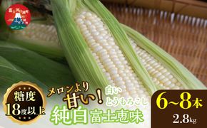 ＜25年発送先行予約＞富士山の大地から待望の白いとうもろこし！フルーツではなくもはやスイーツ☆純白富士恵味6～8本 白い恵味 FAH007