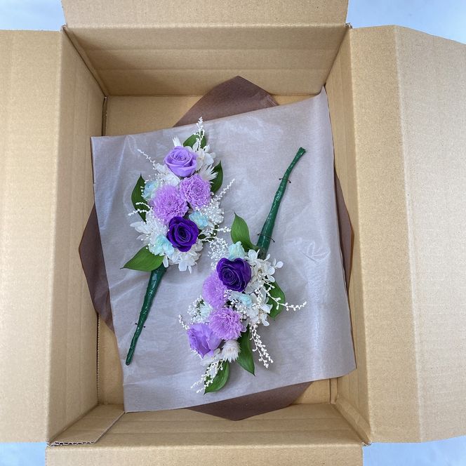 AJ077-1 プリザーブドフラワーアレンジ＜綾香/紫＞春日部市 シュガーパイン