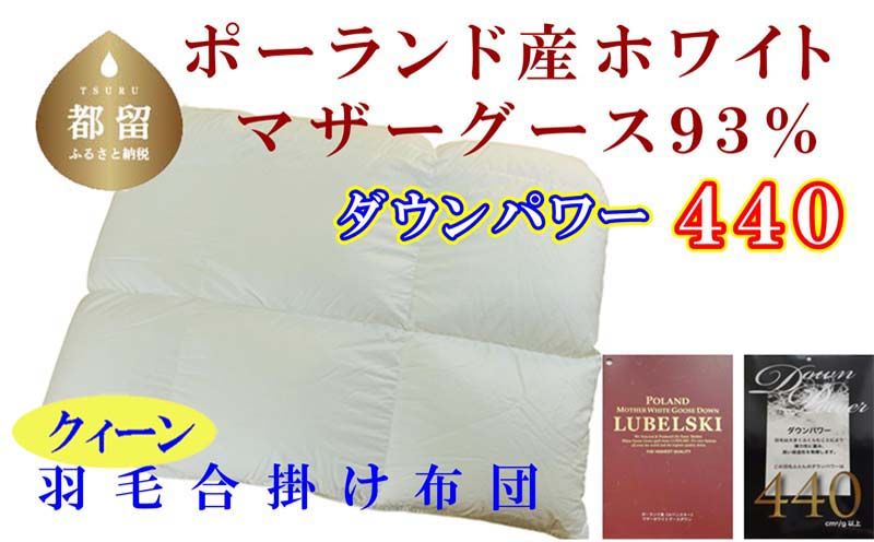 羽毛合い掛け布団ポーランド産マザーグース93% 合掛け クィーン220×210cm dp440