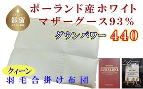 CK386 羽毛合い掛け布団ポーランド産マザーグース９３％ 合掛け クィーン220×210cm dp440