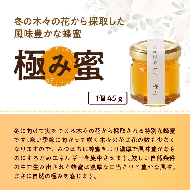 ＜国産＞桃蜜・新蜜・極み 食べ比べ　桃畑で作った完熟非加熱はちみつ（45g×3個）【愛知県小牧市】 [055A17]