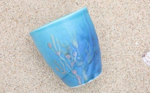 【datta.沖縄南の島陶芸工房】珊瑚タンブラー 瑠璃紺x純白（ペアセット）