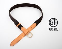 [P027] 組紐ベルト「CLVER」レザーコンビ（30mm）　焦げ茶