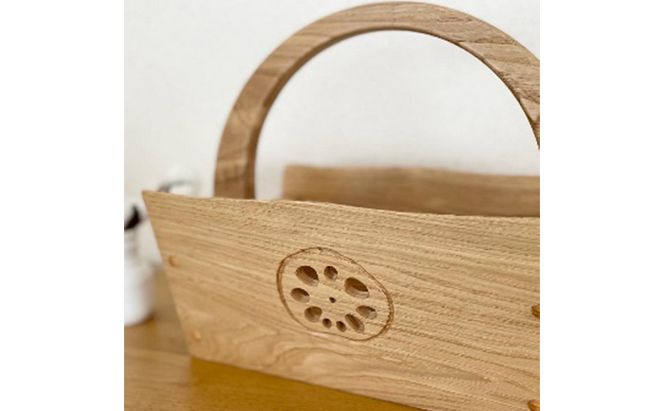 小物入れ 収納 おしゃれ 木製 バスケット 物入れ 雑貨 ナチュラル 無垢材 国産 栗の木 栗材 インテリア 藤枝家具 遊木舎 栗の木の贅沢小物 ハスバスケットH [PT0012-000043]