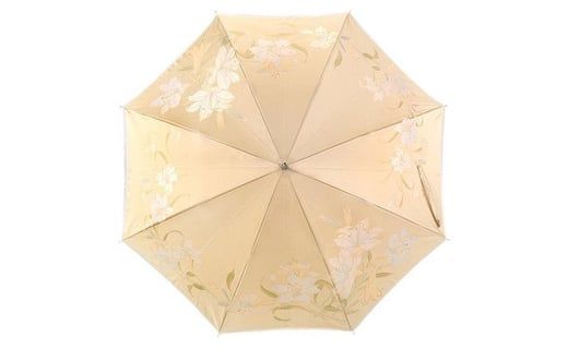 槙田商店【晴雨兼用】長傘 ”絵おり” 百合：ベージュ FAA5074
