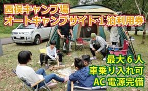 西俣キャンプ場オートキャンプサイト（最大6人、AC電源完備）1泊利用券 013003