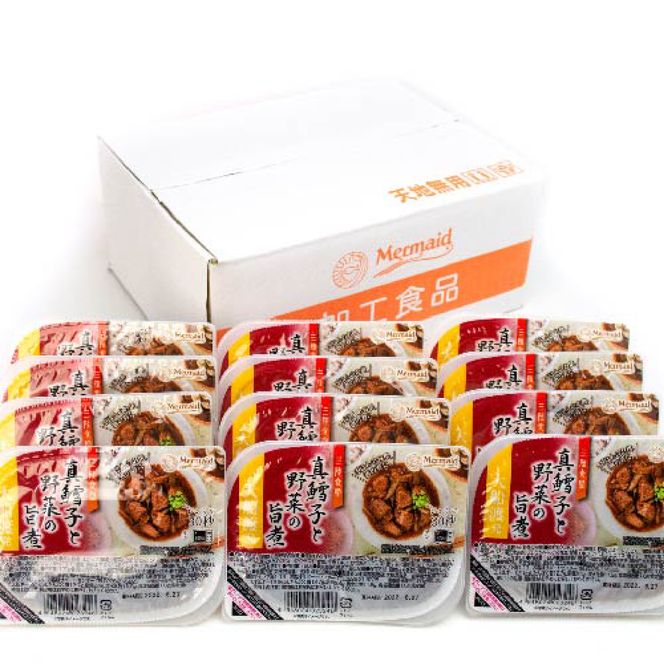 【定期便 3ヶ月】 真鱈子と野菜の旨煮 計36パック ( 12パック × 3回 ) たらこ 鱈子 惣菜 常備食 常温保存可能 電子レンジ 簡単調理 レトルト 常温 三陸食堂 簡単調理のお惣菜 [abe7000_3_2]