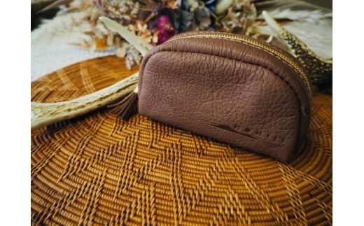 大槌ジビエレザーのポーチ（黒・濃茶・グリーン）【0tsuchi00673】