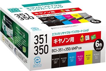 エコリカ【キヤノン用】 BCI-351+350/6MP互換リサイクルインク 6色パック（型番：ECI-C351-6P）