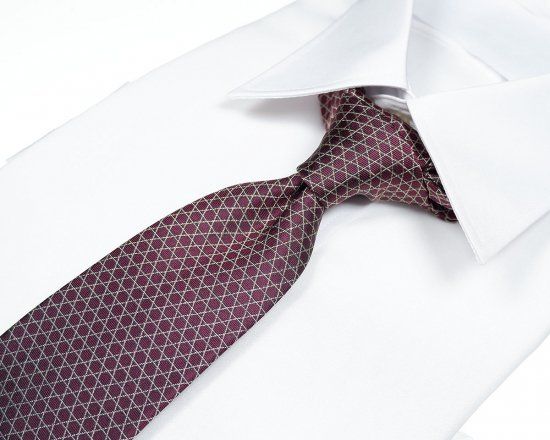 郡内織物「富士桜工房」シルクネクタイ 籠目 蘇芳色 FAA1026