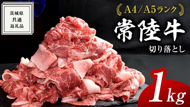 【常陸牛】切り落とし 1kg ( 茨城県共通返礼品 )  国産 切落し 焼肉 焼き肉 バーベキュー BBQ お肉 A4ランク A5ランク ブランド牛[BM003us]