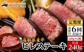 22-8.【6回定期便】鳥取県産牛ヒレステーキ 2枚 計240g×6回 313726_AJ119