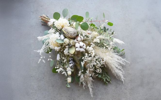 ドライフラワー ブーケ 花束 スワッグ「ホワイトフェミニーノ」 272230_BG004VC01