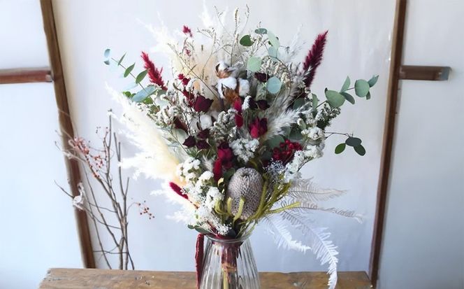 ドライフラワー ブーケ 花束 スワッグ「ガーネットフェミニーノ」 272230_BG004VC02