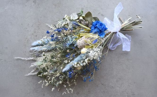 ドライフラワー ブーケ 花束 スワッグ「ブルーフェミニーノ」 272230_BG004VC03