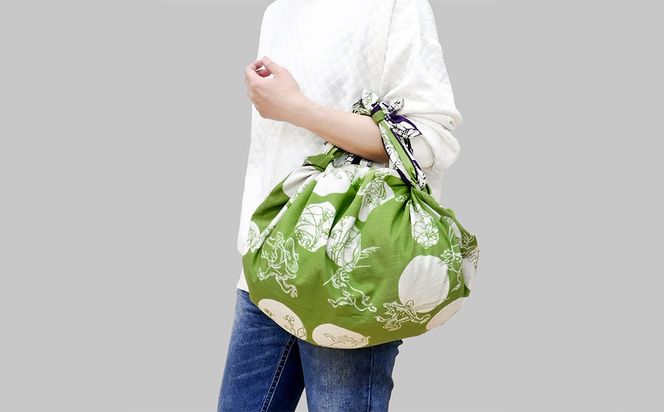 【三陽商事】鳥獣戯画 両面風呂敷 水玉柄(紫×黄緑)［ 京都 風呂敷 ふろしき バッグ 人気 おすすめ エコ おしゃれ 収納 お弁当 和柄 お取り寄せ 通販 送料無料 ふるさと納税 ］ 261009_B-BY62