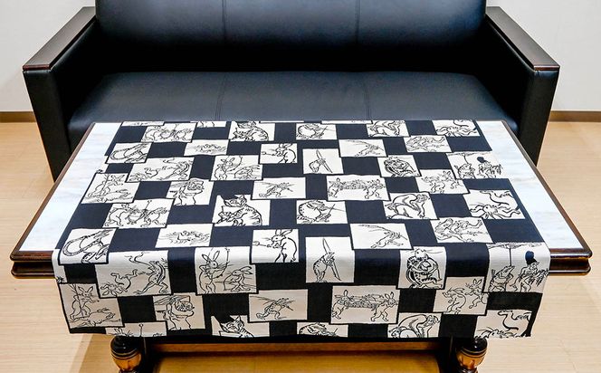 【三陽商事】鳥獣戯画 両面風呂敷 市松柄(黒×ピンク)［ 京都 風呂敷 ふろしき バッグ 人気 おすすめ エコ おしゃれ 収納 お弁当 和柄 お取り寄せ 通販 送料無料 ふるさと納税 ］ 261009_B-BY63