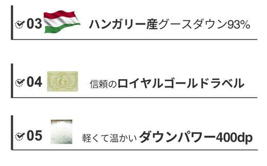 羽毛布団 シングル ハンガリー産 グースダウン93% 1.3kg ツインキルト 400dp 322032_BD016