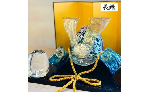 ガラスの兜セット（名入れあり） 322032_BM010