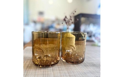 おやゆびグラス（アンバー）大２個セット 322032_BM014VC02