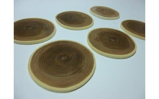 エンジュの輪切り大判コースター　6枚 322032_DV005