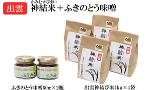 【令和7年産】出雲神結米（つや姫）1kg×4袋＋ふきのとう味噌　60g入り2瓶 322032_DY005