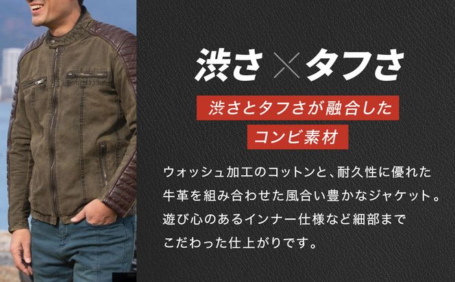 【デグナー】テキスタイル＆レザーコンビジャケット [25SJ-2] カーキ-ブラウン ＜サイズLW＞［ 京都 バイク 革製品 ブランド レザー ジャケット 人気 おすすめ おしゃれ 上着 革 ツーリング ライダー バイカー バイクギア メーカー ギア パーツ 送料無料 ふるさと納税 ］ 261009_A-JR120VC03