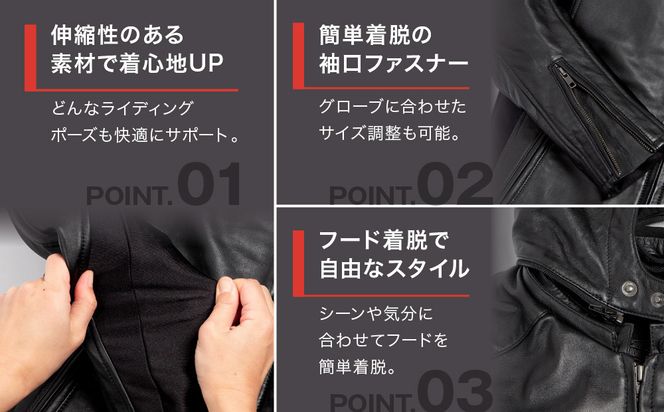 【デグナー】フード付きレザージャケット [24SJ-3] ＜XLサイズ＞［ 京都 バイク 革製品 ブランド レザー フード ジャケット 人気 おすすめ かっこいい おしゃれ 上着 革 ツーリング ライダー バイカー バイクギア メーカー ギア パーツ 送料無料 ふるさと納税 ］ 261009_A-JR123VC04