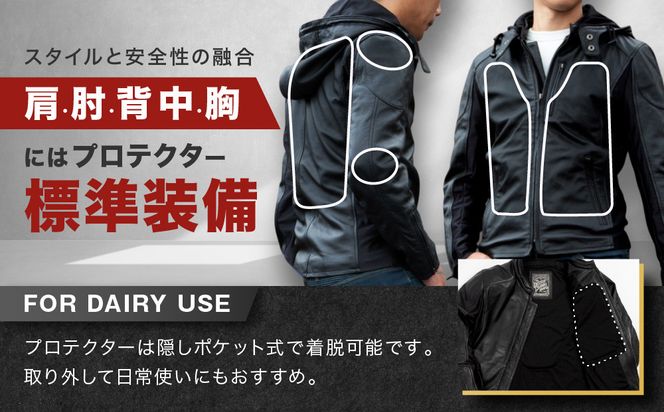 【デグナー】フード付きレザージャケット [24SJ-3] ＜XLサイズ＞［ 京都 バイク 革製品 ブランド レザー フード ジャケット 人気 おすすめ かっこいい おしゃれ 上着 革 ツーリング ライダー バイカー バイクギア メーカー ギア パーツ 送料無料 ふるさと納税 ］ 261009_A-JR123VC04