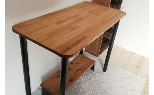 天然木使用 まる角のデスク ナチュラル（900×450） [新星金属製作所 大阪府 守口市 20940944] 