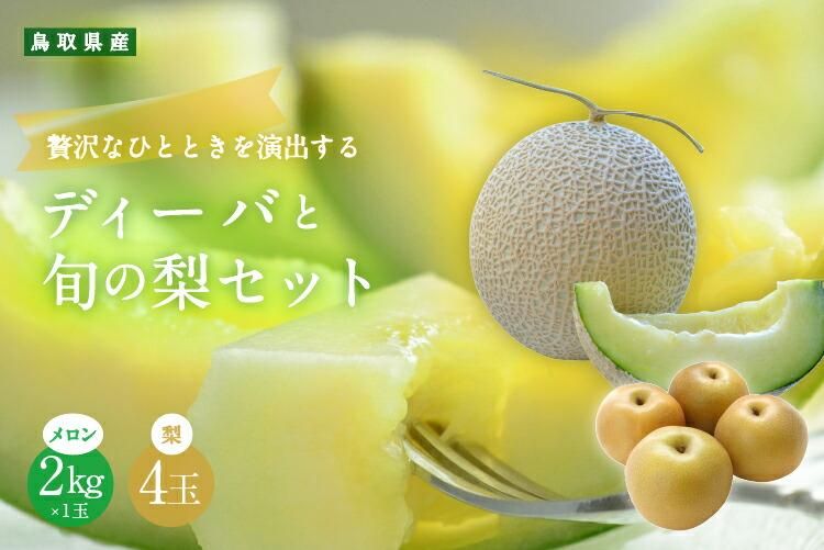 924.[ふるさと納税][青肉系メロン]ディーバ(メロン)と旬の梨セット※離島への配送不可(北海道、沖縄本島は配送可能) 313726_BQ002-P