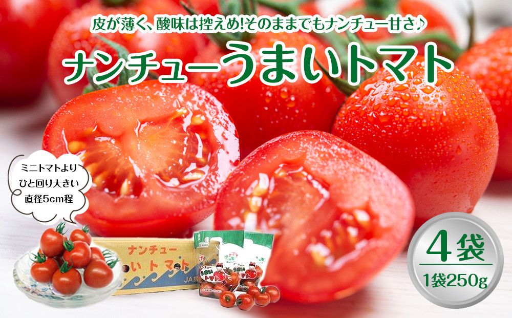 749.[先行予約][JA]ナンチューうまいトマト(中玉トマト) A・250g×4袋 ※着日指定不可 ※離島への配送不可 ※2025年9月上旬頃〜10月末頃に順次発送予定 313726_BN015-P