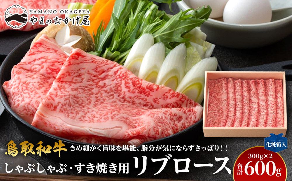 640.鳥取和牛リブロース しゃぶしゃぶ・すき焼き用 600g(300g×2P)[化粧箱入り] 313726_AJ080-P