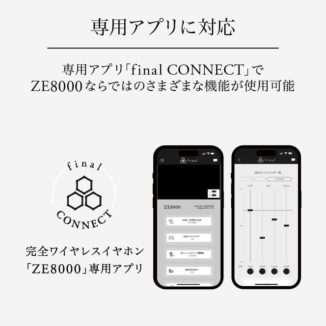 フラッグシップ級完全ワイヤレスイヤホン final ZE8000 WHITE IPX4/aptX Adaptive/Snapdragon Sound対応/音楽/リモートワーク/スポーツ 141305_DC23VC02