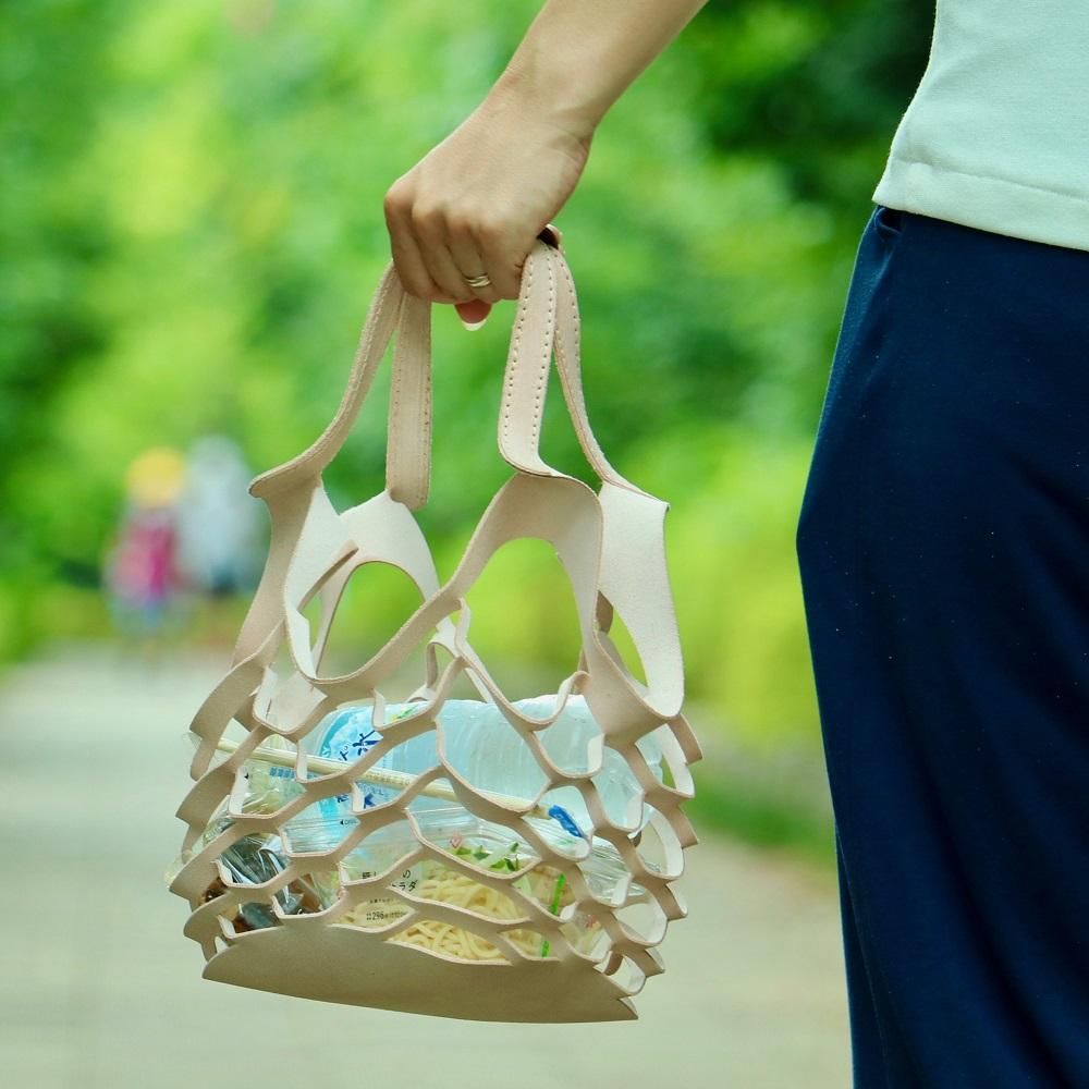 SKLO 持ち手のカラーを選べる!床革のテイクアウトBAG[Camel] 141305_EL01VC01