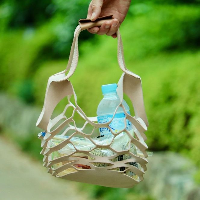 SKLO 持ち手のカラーを選べる！床革のテイクアウトBAG【Natural】 141305_EL01VC04