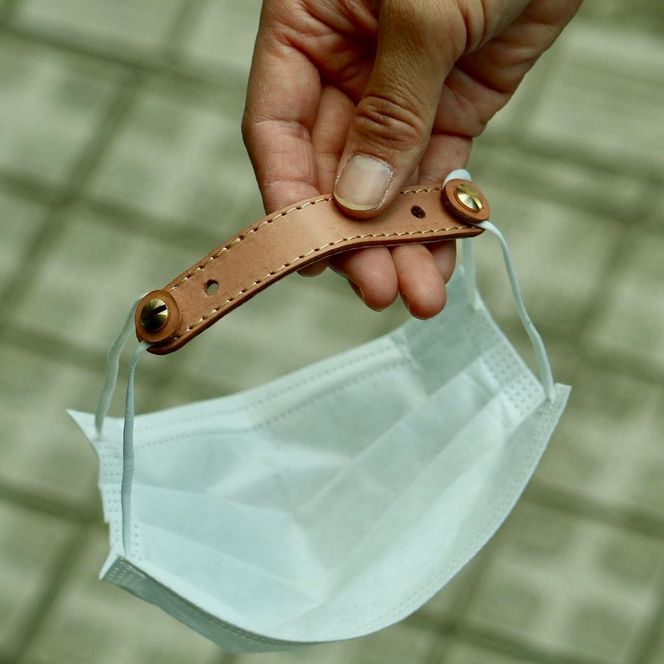 SKLO 首かけタッチペンホルダー+レザーマスクバンド　Longタイプ【Grey】 141305_EL12VC01