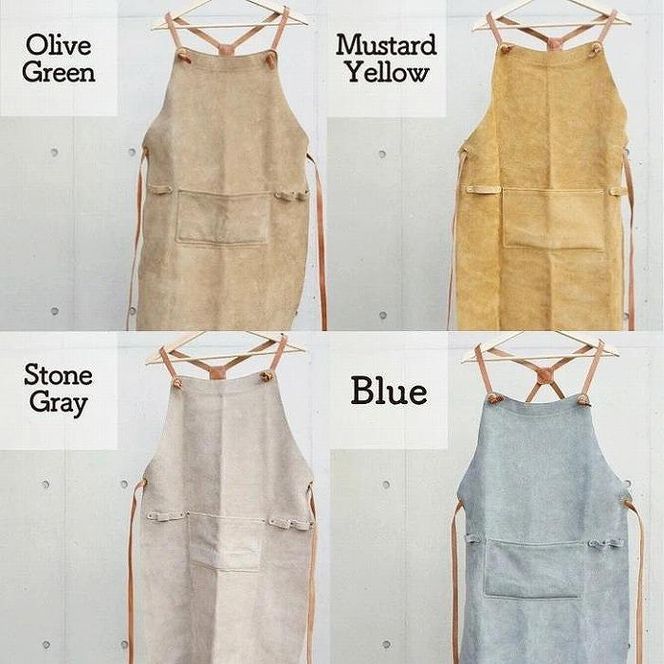 SKLO 一枚革の良さ、強さも生かす焚火エプロン（肩紐：革）　Stone Gray（ストーングレー） 141305_EL18VC03