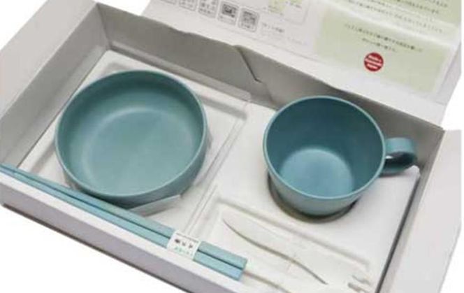 【ナチュラルブルー】ユニペレUNI-PELE　バイオプラスチック　竹粉配合　抗菌　ベビーセット（小） 141305_FQ01VC01