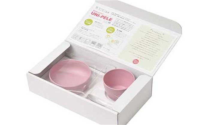 【ナチュラルピンク】ユニペレUNI-PELE　バイオプラスチック　竹粉配合　抗菌　ベビーセット（小） 141305_FQ01VC02