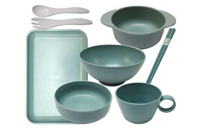 【ナチュラルブルー】ユニペレUNI-PELE　バイオプラスチック　竹粉配合　抗菌　ベビーセット（大） 141305_FQ02VC01