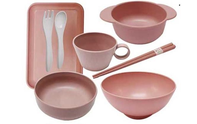 【ナチュラルピンク】ユニペレUNI-PELE　バイオプラスチック　竹粉配合　抗菌　ベビーセット（大） 141305_FQ02VC02