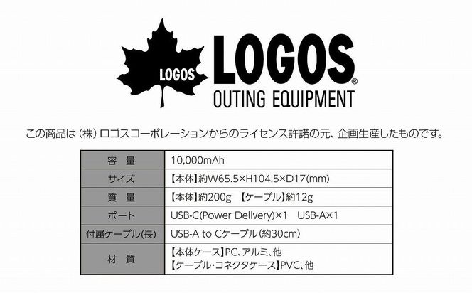 【多摩電子工業株式会社】LOGOSモバイルバッテリー 10000mAh PD20W対応 LG-LP124K【ブラック】 141305_GD007VC02