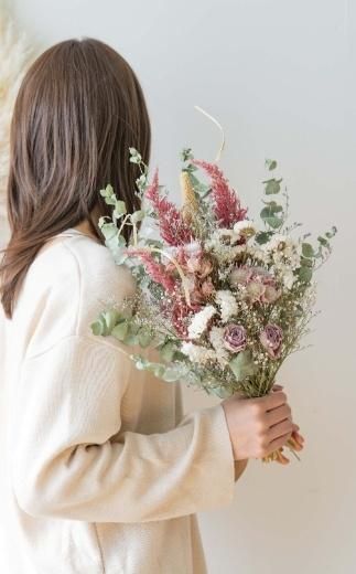 【スワッグ】ドライフラワーブーケ ピンク 141305_HJ02VC03