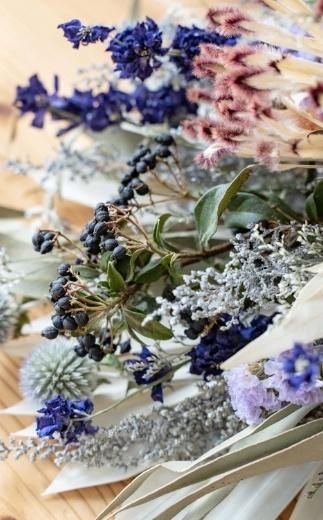 【スワッグ】ドライフラワーブーケ ブルー 141305_HJ02VC05