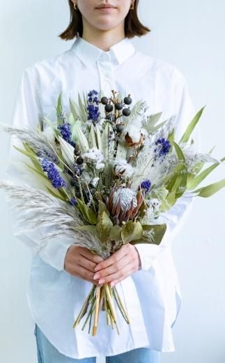 【花瓶アレンジ】ドライフラワーブーケ ブルー Large 141305_HJ03VC05